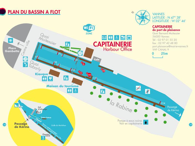 Plan des services du port de plaisance de Vannes